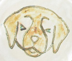 Fressnapf / Trinknapf für Hunde, Hundenapf sandfarben, Keramik mit Abbild
