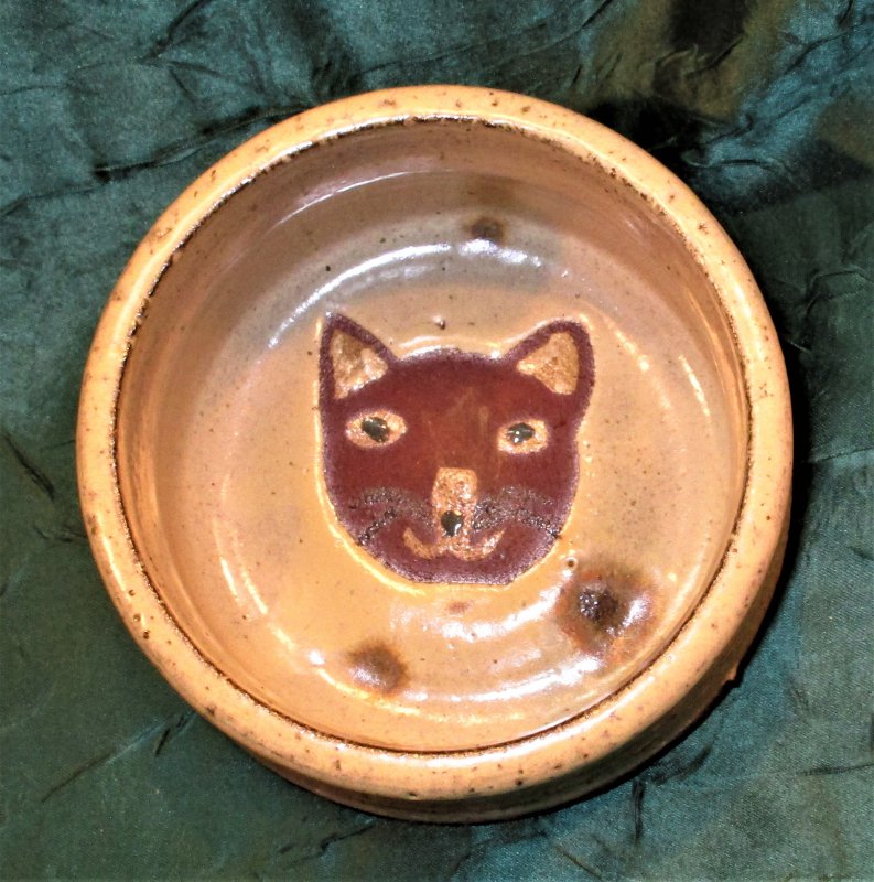 Fressnapf / Trinknapf für Katzen, Kaztennapf, Keramik mit Abbild